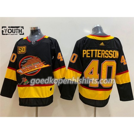 Vancouver Canucks Elias Pettersson 40 Flying Skate 50th Anniversary Adidas 2019-2020 Zwart Authentic Shirt - Kinderen